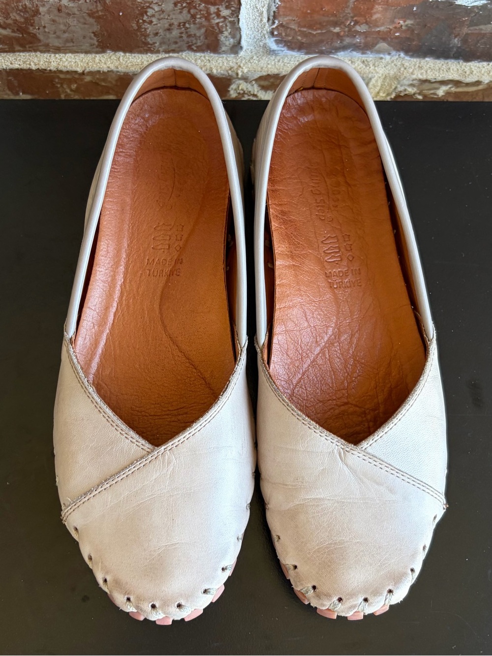 Spring Step Kathaleta Leather Slip-On Flat EU Size 38 Gray Cream